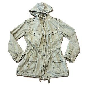 Aritzia Talula Trooper Hooded Military Utility Jacket in Beige  Size Small